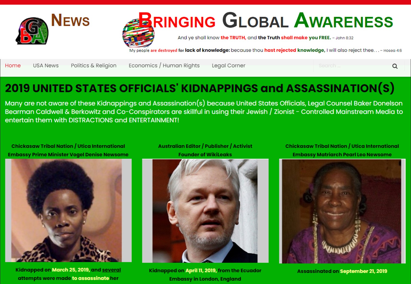 BGA USA Officials Kidnappings and Assassinations