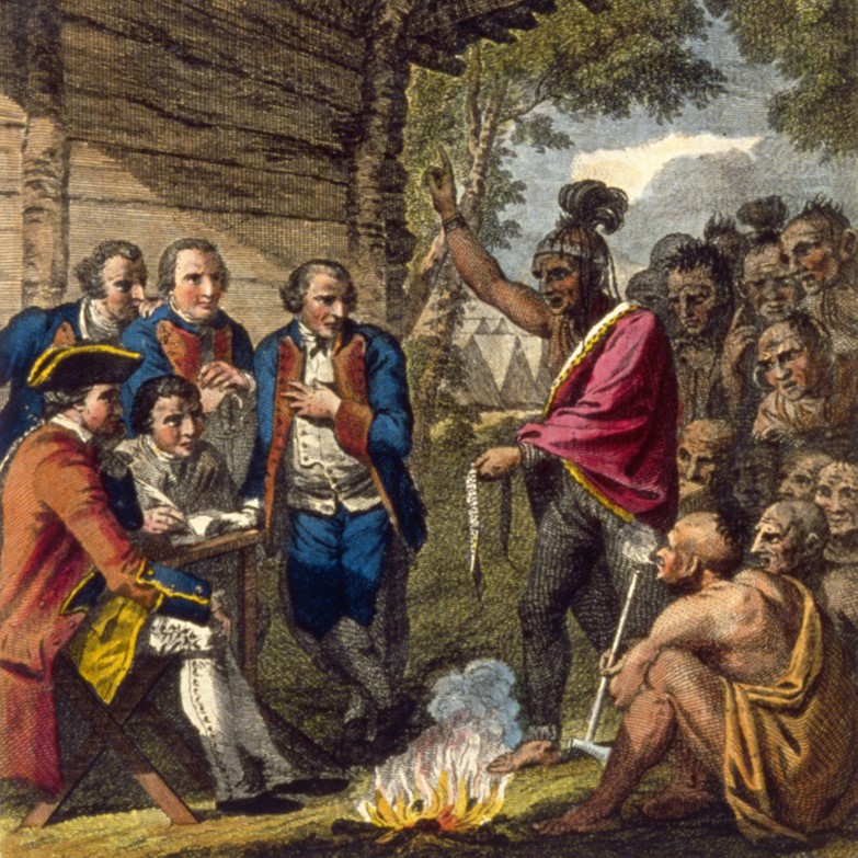 Ottawa Chief Pontiac confronting Colonel Henry Bouquet