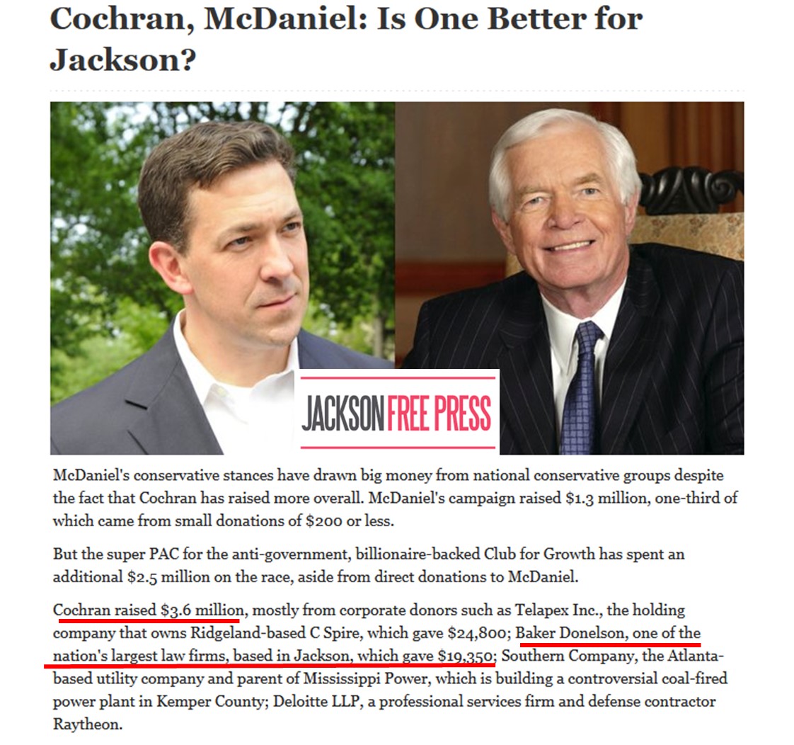BAKER DONELSON Thad Cochran Campaign Donation
